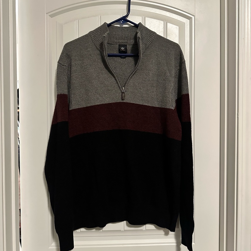 Dockers Quarter Zip Color Block Sweater Size L